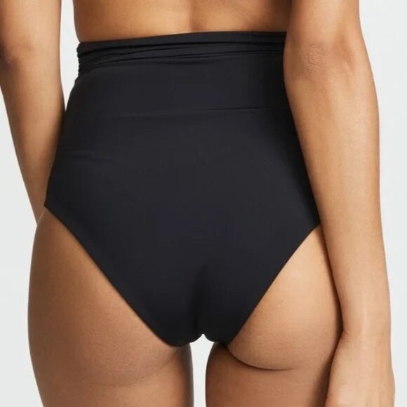 NWT Mara Hoffman Jay High Waisted Tie Front Bikini Bottom in Black - Picture 2 of 5